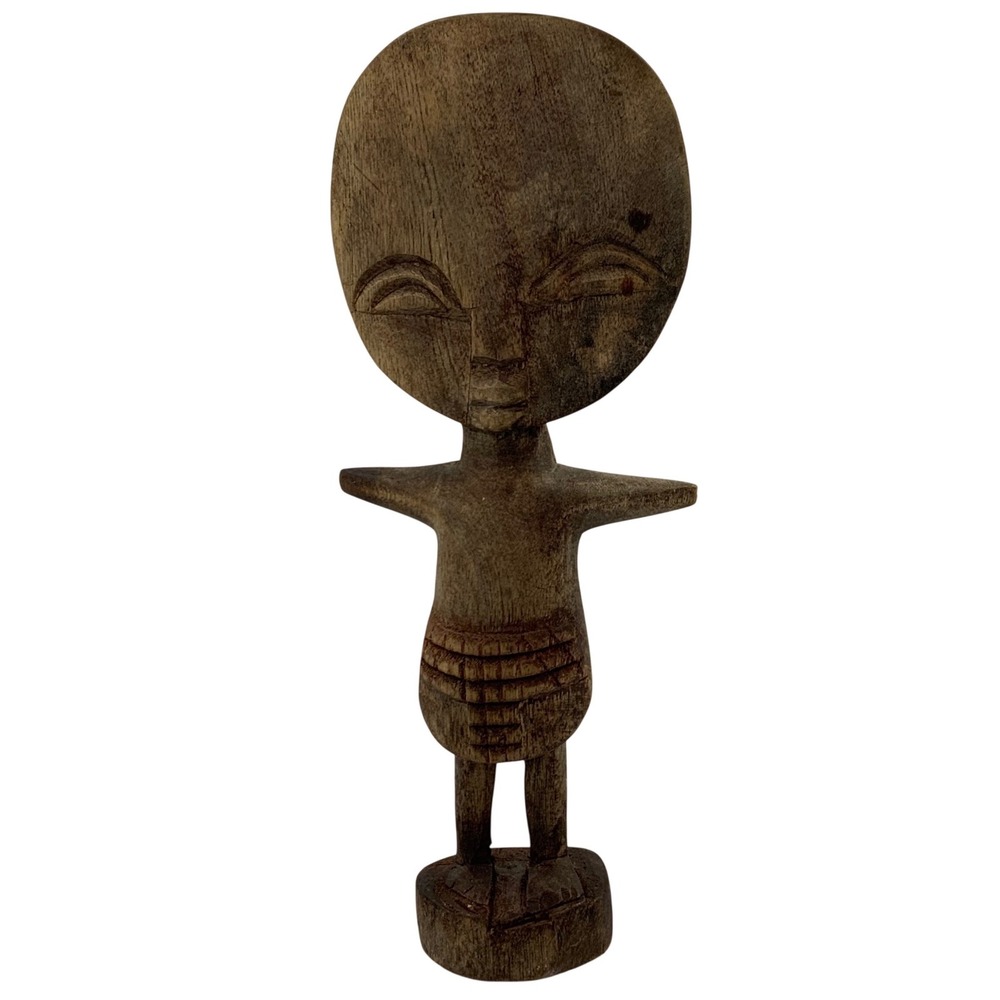 Vintage Ashanti Akuaba Fertility Doll Hand Carved Wood 8in